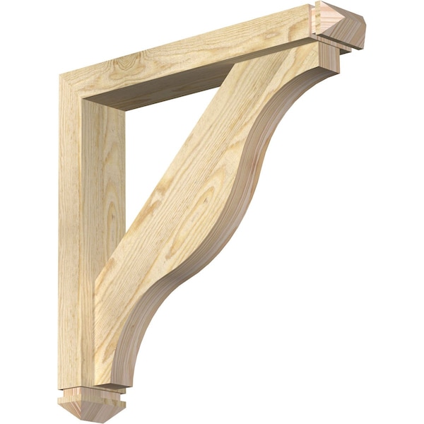 Ekena Millwork Funston Arts and Crafts Rough Sawn Bracket w/ Offset Brace, Douglas Fir, 4"W x 22"D x 22"H BKT0402X22X22FST03RDF - main